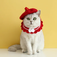 HKM-479635 Wool Felt Flower Hat for Pets - Red, Yellow, Pink, White Options
