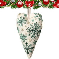 HKM-479763 Heart-Shaped Christmas Decorative Pendant Set - 8-Piece Fabric Embroidery Ornaments