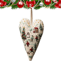 HKM-479763 Heart-Shaped Christmas Decorative Pendant Set - 8-Piece Fabric Embroidery Ornaments