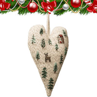 HKM-479763 Heart-Shaped Christmas Decorative Pendant Set - 8-Piece Fabric Embroidery Ornaments