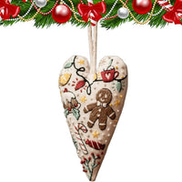 HKM-479763 Heart-Shaped Christmas Decorative Pendant Set - 8-Piece Fabric Embroidery Ornaments