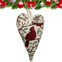 HKM-479763 Heart-Shaped Christmas Decorative Pendant Set - 8-Piece Fabric Embroidery Ornaments