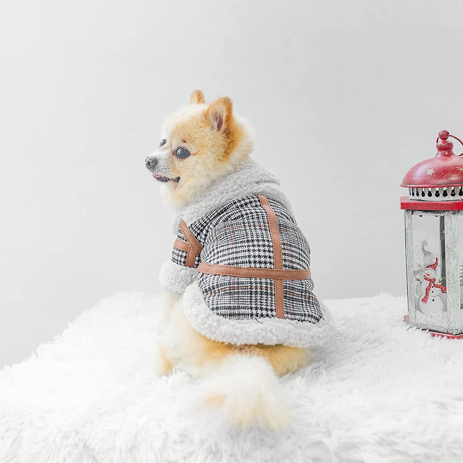 HKM-479763 Plaid Warm Lamb Velvet Dog Outerwear for Autumn and Winter
