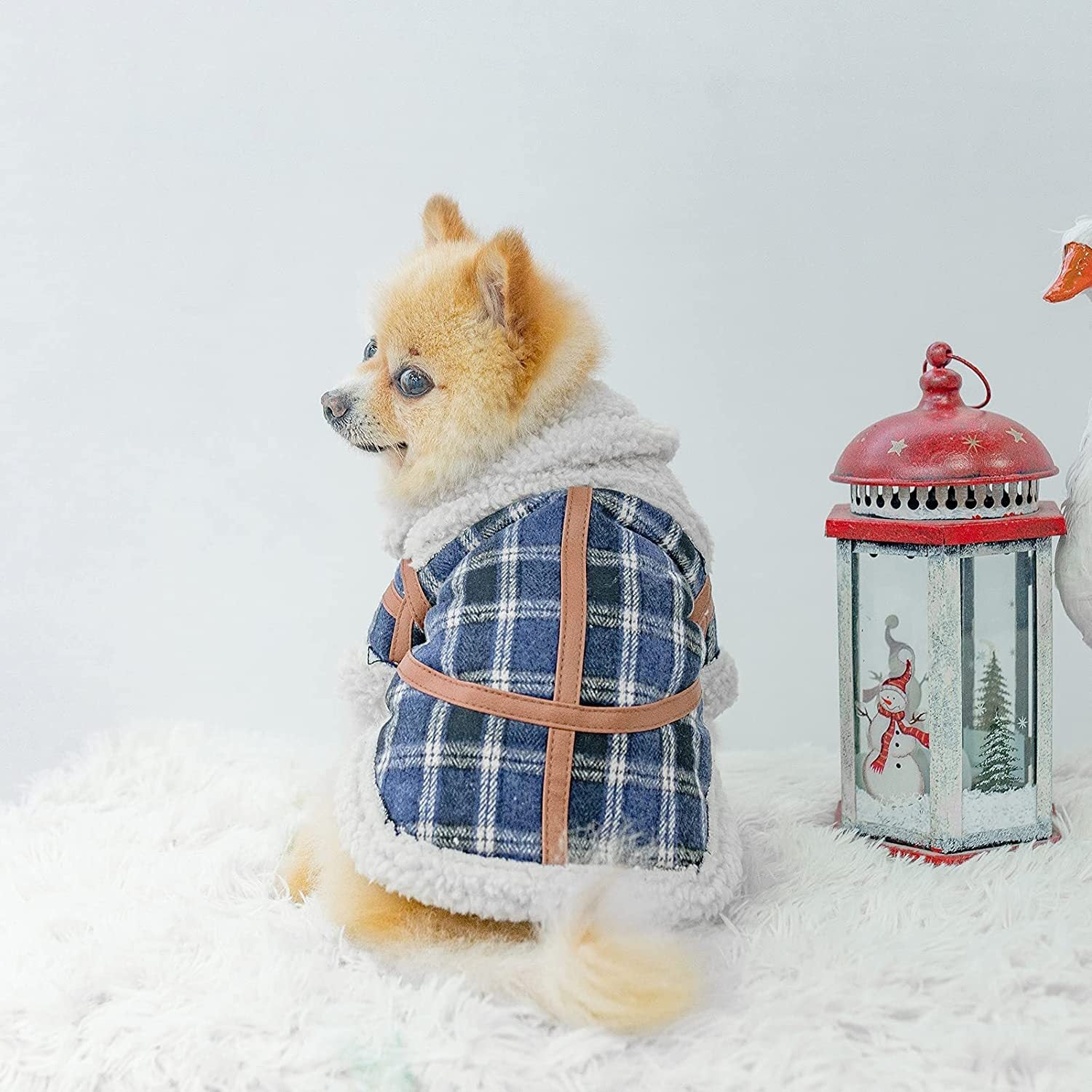 HKM-479763 Plaid Warm Lamb Velvet Dog Outerwear for Autumn and Winter