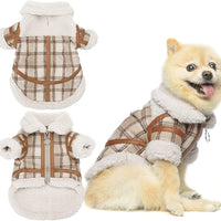HKM-479763 Plaid Warm Lamb Velvet Dog Outerwear for Autumn and Winter