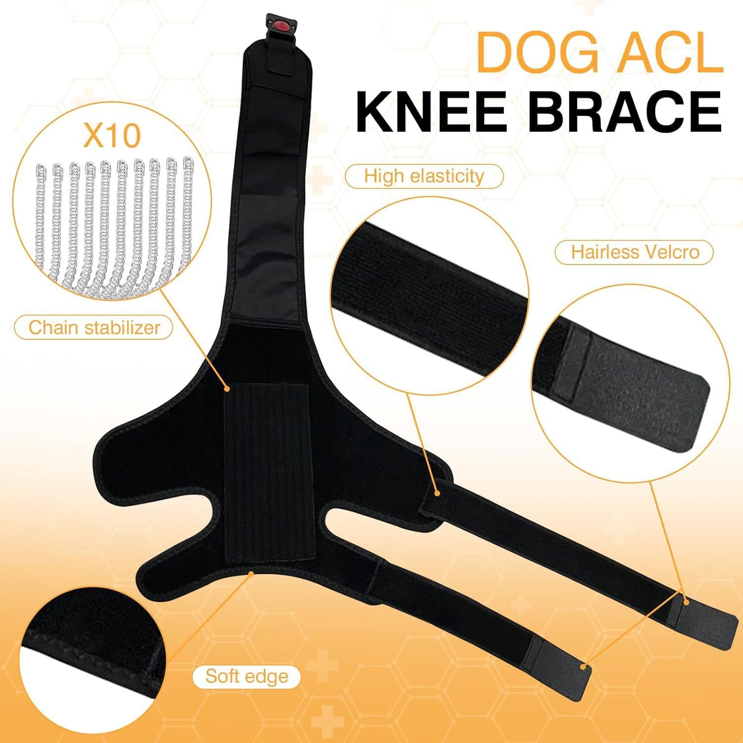HKM-479827 Dog Knee Brace with Auxiliary Belt for Joint Support and Protection