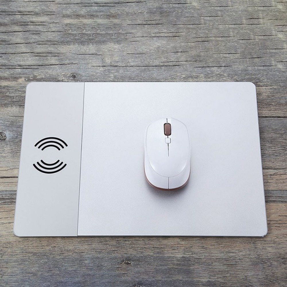 HKM-480019 Aluminum Alloy Wireless Charger Mouse Pad with Non-Slip Base and Protection Features