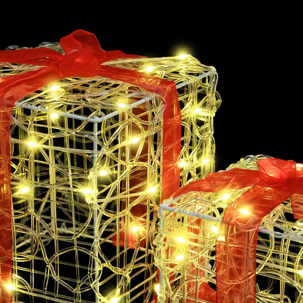 HKM-480083 Modern Warm White LED Gift Box Decoration with 60 Lights - Indoor/Outdoor Use, Remote Control, Compact Design