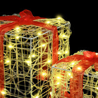 HKM-480083 Modern Warm White LED Gift Box Decoration with 60 Lights - Indoor/Outdoor Use, Remote Control, Compact Design