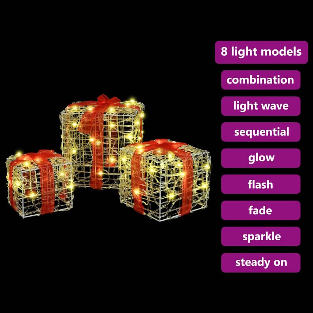 HKM-480083 Modern Warm White LED Gift Box Decoration with 60 Lights - Indoor/Outdoor Use, Remote Control, Compact Design