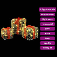 HKM-480083 Modern Warm White LED Gift Box Decoration with 60 Lights - Indoor/Outdoor Use, Remote Control, Compact Design