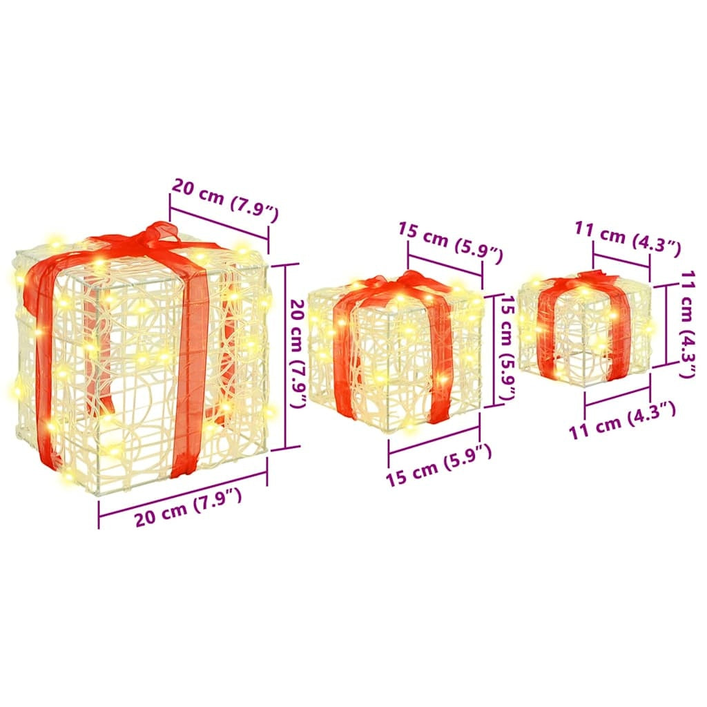 HKM-480083 Modern Warm White LED Gift Box Decoration with 60 Lights - Indoor/Outdoor Use, Remote Control, Compact Design
