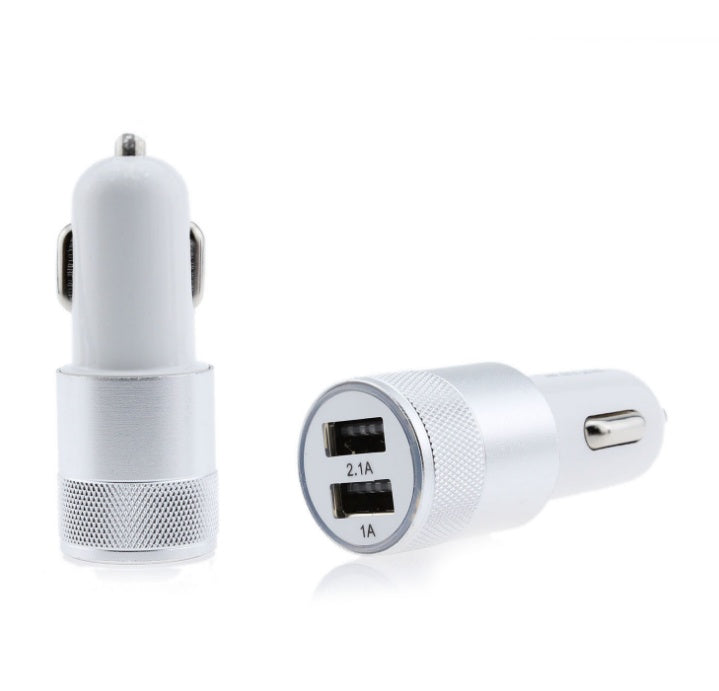 HKM-480147 Dual USB Aluminum Alloy Car Charger - 2.1A Output | Compatible with Tablets and Power Banks