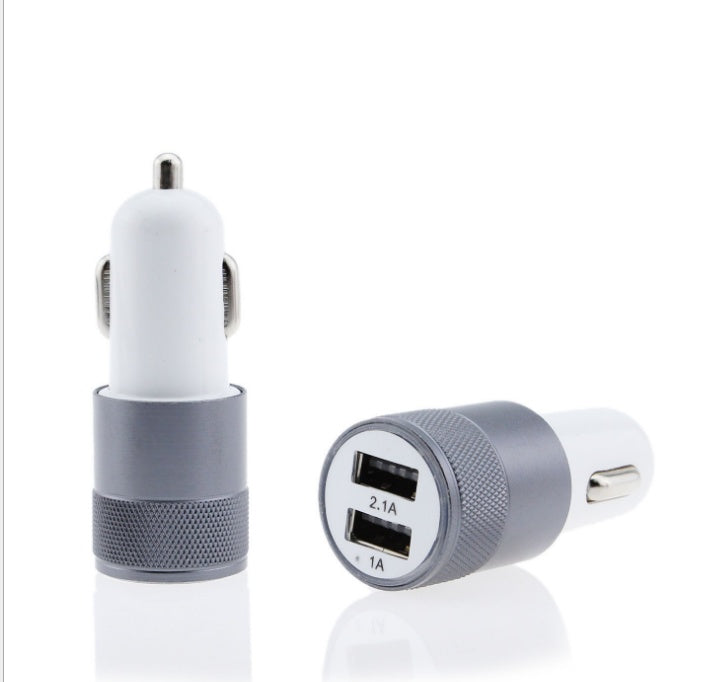 HKM-480147 Dual USB Aluminum Alloy Car Charger - 2.1A Output | Compatible with Tablets and Power Banks