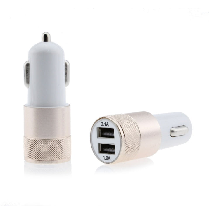 HKM-480147 Dual USB Aluminum Alloy Car Charger - 2.1A Output | Compatible with Tablets and Power Banks