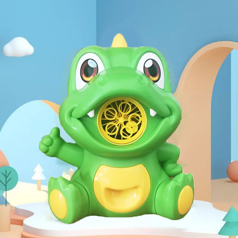 KTX-480211 5-Hole Electric Bubble Maker Push Walker Toy for Kids - Fun Dinosaur Soap Blower