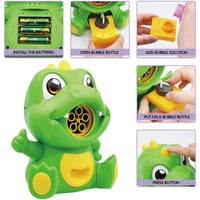 HKM-480211 5-Hole Electric Bubble Maker Push Walker Toy for Kids - Fun Dinosaur Soap Blower