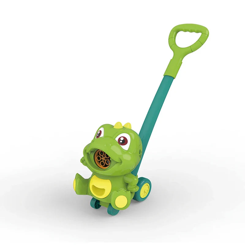 KTX-480211 5-Hole Electric Bubble Maker Push Walker Toy for Kids - Fun Dinosaur Soap Blower