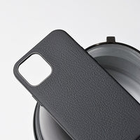 HKM-480211 Luxury Cowhide Leather Phone Case for iPhone 12 Models - Black Protective Cover