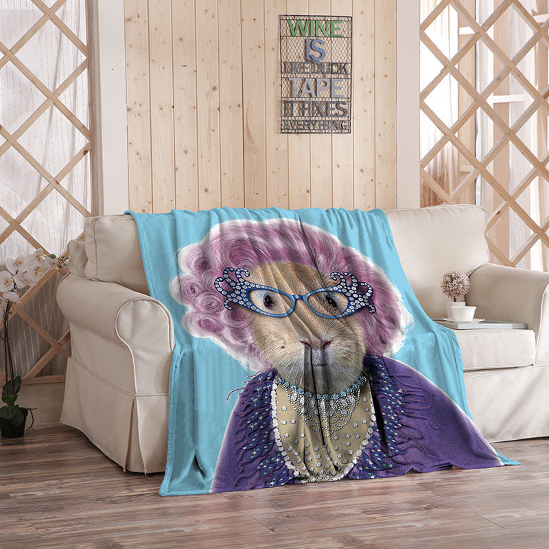 HKM-480275 Flannel Blanket with Cartoon Anime Print - Soft Polyester Fiber for Air Conditioning and Comfort