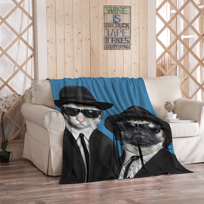 HKM-480275 Flannel Blanket with Cartoon Anime Print - Soft Polyester Fiber for Air Conditioning and Comfort