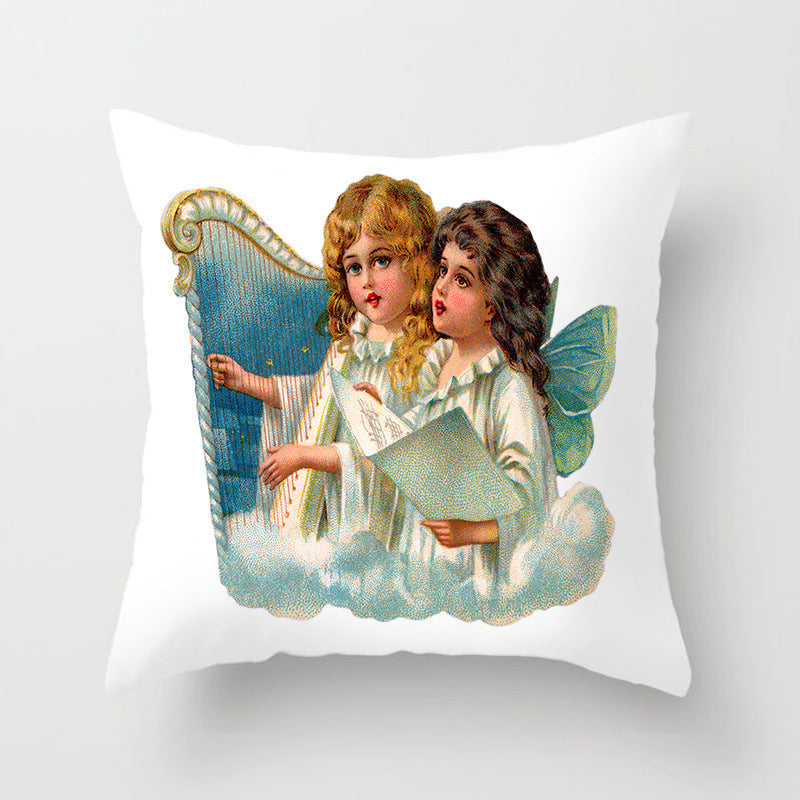 HKM-480339 Christmas Decorative Cushion Cover - 45x45 cm Polyester Pillow Cover for Living Room and Bedroom