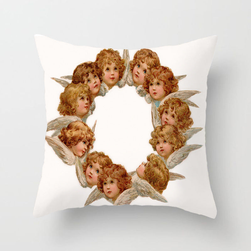 HKM-480339 Christmas Decorative Cushion Cover - 45x45 cm Polyester Pillow Cover for Living Room and Bedroom