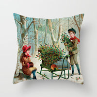 HKM-480339 Christmas Decorative Cushion Cover - 45x45 cm Polyester Pillow Cover for Living Room and Bedroom