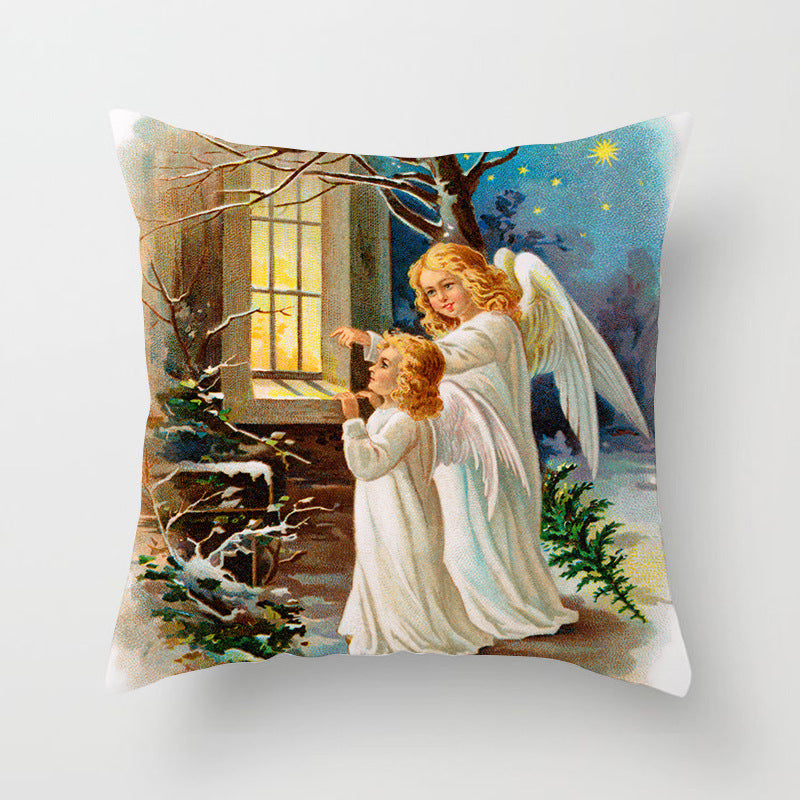 HKM-480339 Christmas Decorative Cushion Cover - 45x45 cm Polyester Pillow Cover for Living Room and Bedroom