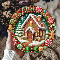 HKM-480403 Christmas Gingerbread Man Wooden Door Sign for Seasonal Decor and Home Styling