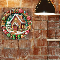 HKM-480403 Christmas Gingerbread Man Wooden Door Sign for Seasonal Decor and Home Styling