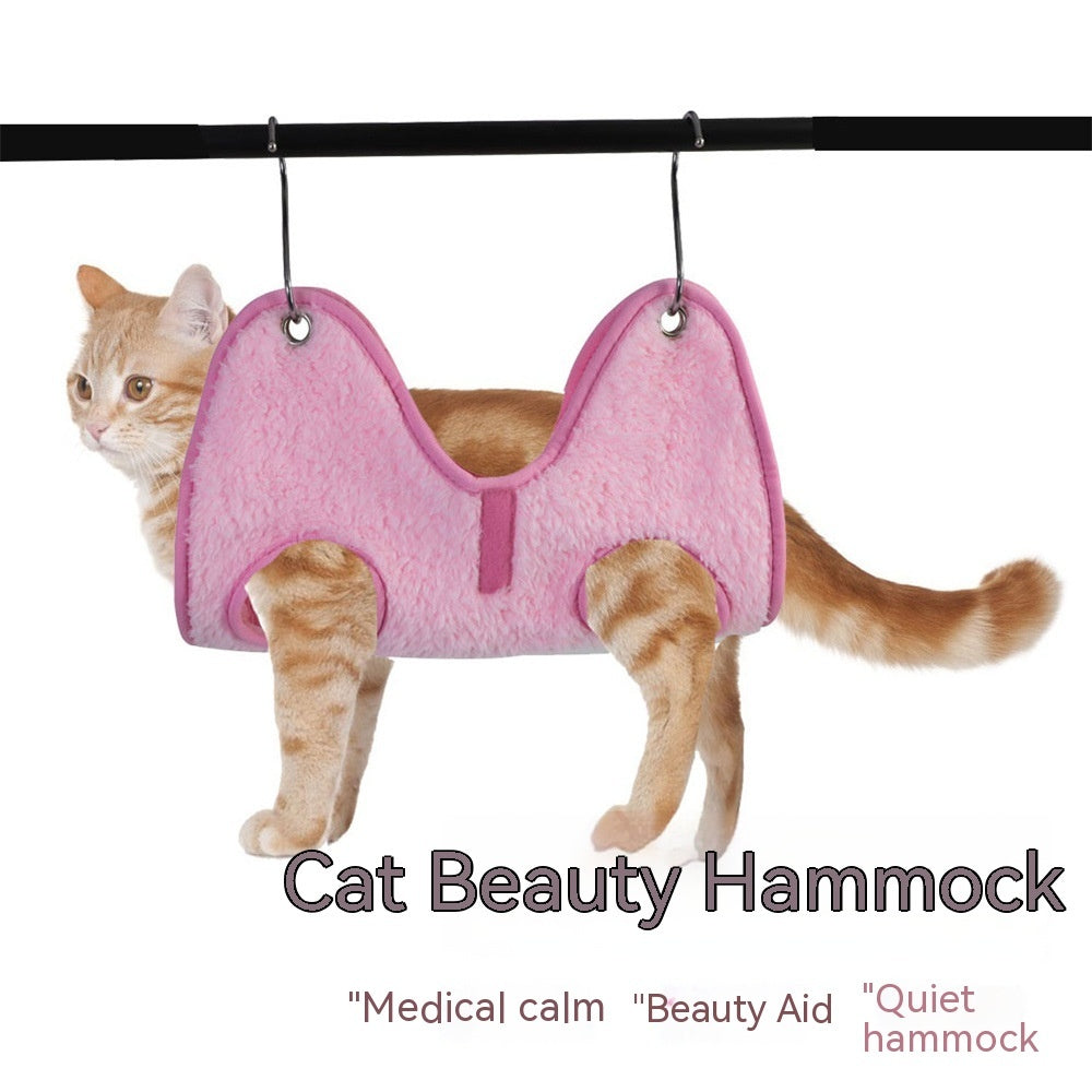 HKM-480723 Cozy Flannel Cat Hammock in Gray and Pink for Relaxation and Comfort
