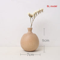 HKM-481043 Japanese Style Solid Wood Vase for Dried Flowers – White Oak Decorative Ornament