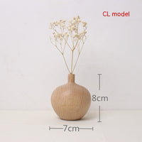 HKM-481043 Japanese Style Solid Wood Vase for Dried Flowers – White Oak Decorative Ornament