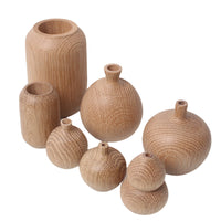 HKM-481043 Japanese Style Solid Wood Vase for Dried Flowers – White Oak Decorative Ornament
