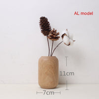 HKM-481043 Japanese Style Solid Wood Vase for Dried Flowers – White Oak Decorative Ornament