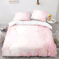 HKM-481107 3D Marbled Three-Piece Quilt Cover Set - Multiple Sizes Available