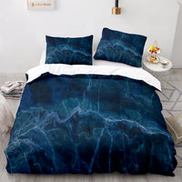 HKM-481107 3D Marbled Three-Piece Quilt Cover Set - Multiple Sizes Available