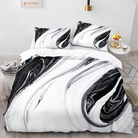 HKM-481107 3D Marbled Three-Piece Quilt Cover Set - Multiple Sizes Available