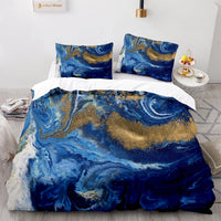 HKM-481107 3D Marbled Three-Piece Quilt Cover Set - Multiple Sizes Available
