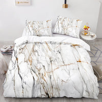 HKM-481107 3D Marbled Three-Piece Quilt Cover Set - Multiple Sizes Available