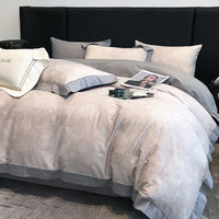 HKM-481107 Long-Staple Cotton Bed Sheet Set with Plant and Flower Pattern, 4 Pieces for 1.5-2.2 Beds