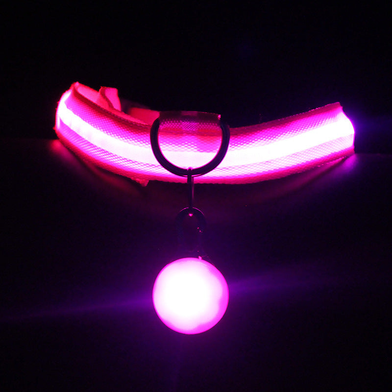HKM-481107 Luminous Dog Collar with Three Flashing Modes in Multiple Colors