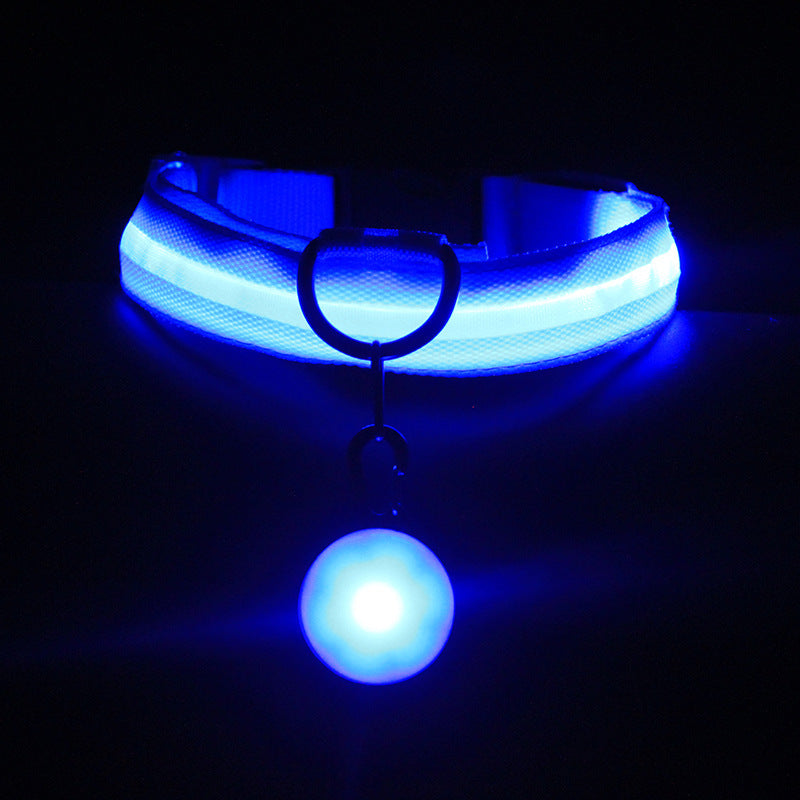 HKM-481107 Luminous Dog Collar with Three Flashing Modes in Multiple Colors