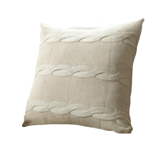 HKM-481235 Cozy Braided Throw Pillowcase in Solid Color - Cotton, 45x45cm