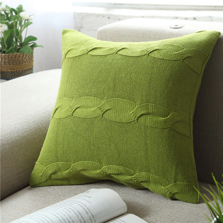 HKM-481235 Cozy Braided Throw Pillowcase in Solid Color - Cotton, 45x45cm