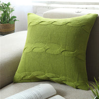 HKM-481235 Cozy Braided Throw Pillowcase in Solid Color - Cotton, 45x45cm