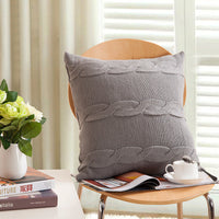 HKM-481235 Cozy Braided Throw Pillowcase in Solid Color - Cotton, 45x45cm