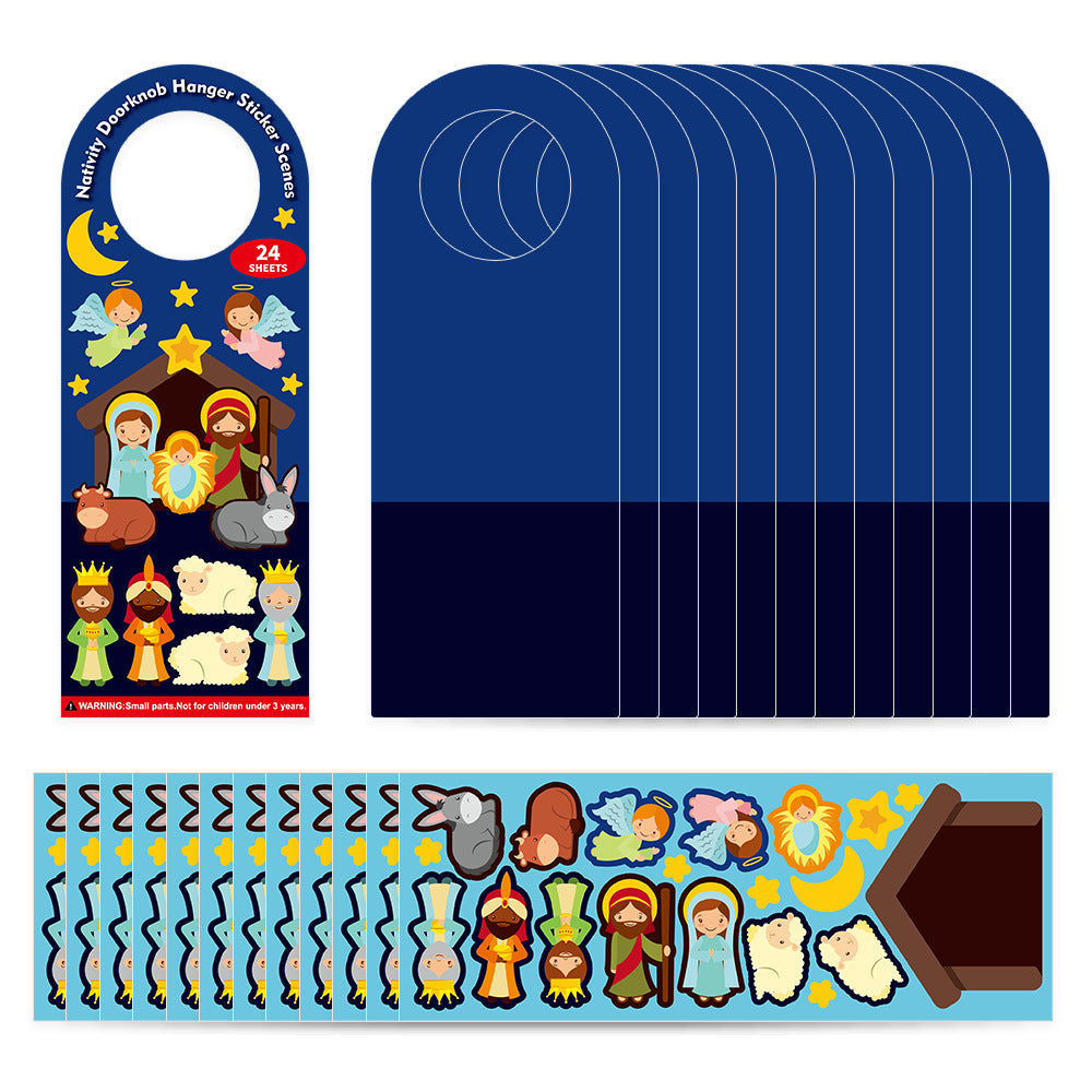 HKM-481235 Handmade Children's Christmas DIY Cartoon Scene Stickers Set