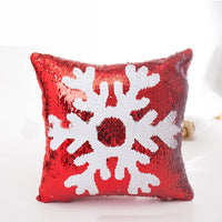 HKM-481491 Reversible Red Sequin Pillowcase for Christmas Decor - 40CM x 40CM, Soft Double-Sided Design with Invisible Zipper